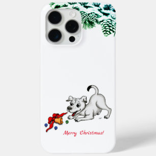 Vrolijk kerstfeest! Puppy met Bell en Ball iPhone 15 Pro Max Hoesje