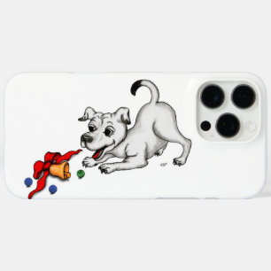 Vrolijk kerstfeest! Puppy met Bell en Ball iPhone 16 Pro Max Hoesje