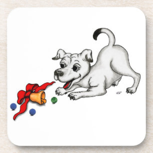 Vrolijk kerstfeest! Puppy met Bell en Ball Drankjes Onderzetter