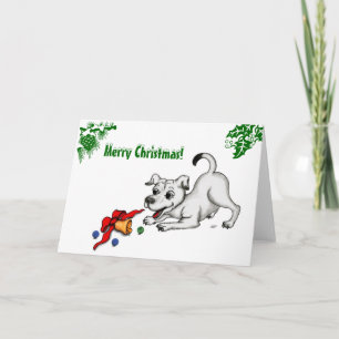 Vrolijk kerstfeest! Puppy met Bell en Ball Feestdagen Kaart