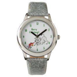 Vrolijk kerstfeest! Puppy met Bell en Ball Horloge