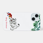 Vrolijk kerstfeest! Puppy met Bell en Ball iPhone 15 Case (Achterkant horizontaal)