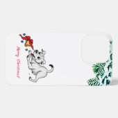 Vrolijk kerstfeest! Puppy met Bell en Ball iPhone Hoesje (Achterkant horizontaal)