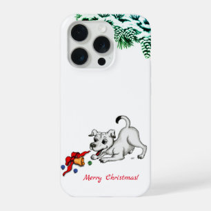 Vrolijk kerstfeest! Puppy met Bell en Ball iPhone 15 Pro Case