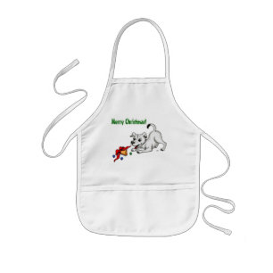 Vrolijk kerstfeest! Puppy met Bell en Ball Kinder Schort