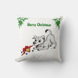 Vrolijk kerstfeest! Puppy met Bell en Ball Kussen