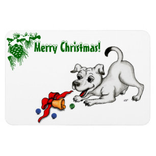 Vrolijk kerstfeest! Puppy met Bell en Ball Magneet