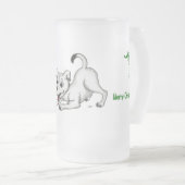 Vrolijk kerstfeest! Puppy met Bell en Ball Matglas Bierpul (Voorkant rechts)