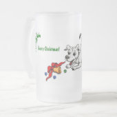 Vrolijk kerstfeest! Puppy met Bell en Ball Matglas Bierpul (Voorkant links)