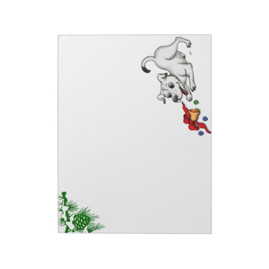 Vrolijk kerstfeest! Puppy met Bell en Ball Notitieblok (Linkerzijde)
