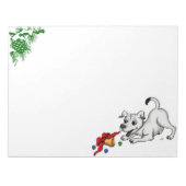 Vrolijk kerstfeest! Puppy met Bell en Ball Notitieblok (Voorkant)