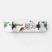 Vrolijk kerstfeest! Puppy met Bell en Ball Skateboard (Horizontaal)