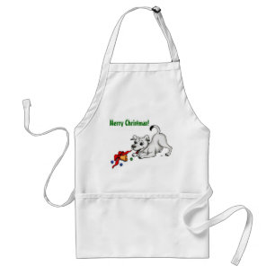 Vrolijk kerstfeest! Puppy met Bell en Ball Standaard Schort