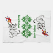 Vrolijk kerstfeest! Puppy met Bell en Ball Theedoek (Horizontaal)