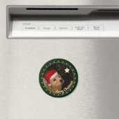 "Vrolijk kerstfeest"-puppy met Santa Hat Magneet (Insitu (Vaatwasser))