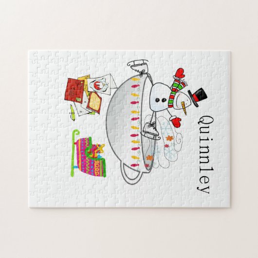 Vrolijk kerstfeest Puzzle-kerstman Legpuzzel (Horizontaal)