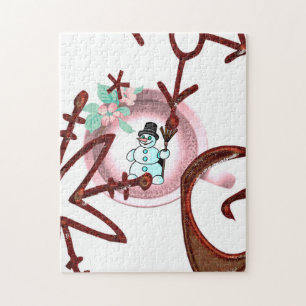 Vrolijk kerstfeest Puzzle-kerstman Legpuzzel