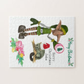 Vrolijk kerstfeest Puzzle Kerstmis Elf Possum Flor Legpuzzel (Horizontaal)