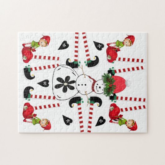Vrolijk kerstfeest Puzzle-kerstsnowman Elf Legpuzzel (Horizontaal)