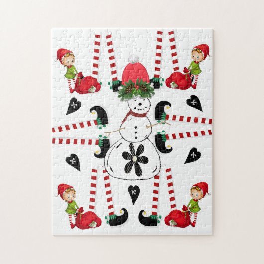 Vrolijk kerstfeest Puzzle-kerstsnowman Elf Legpuzzel (Verticaal)