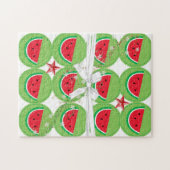 Vrolijk kerstfeest Puzzle Watermelon White Bow Legpuzzel (Horizontaal)