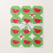 Vrolijk kerstfeest Puzzle Watermelon White Bow Legpuzzel (Verticaal)