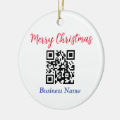 Vrolijk kerstfeest, QR-code, bedrijfsnaam, vs 2 Keramisch Ornament (Links)