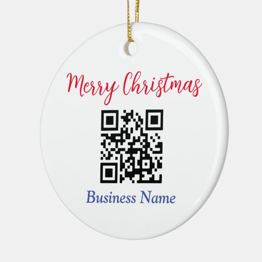 Vrolijk kerstfeest, QR-code, bedrijfsnaam, vs 2 Keramisch Ornament (Links)