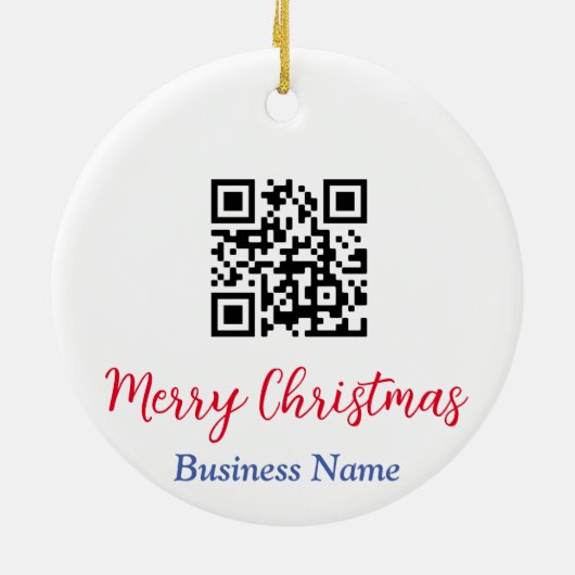 Vrolijk kerstfeest, QR-code, bedrijfsnaam, vs 2 Keramisch Ornament (Achterkant)