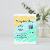 Vrolijk Kerstfeest QR code business geel groen wat Briefkaart (Staand voorkant)