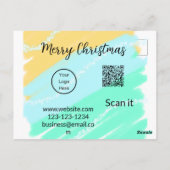 Vrolijk Kerstfeest QR code business geel groen wat Briefkaart (Achterkant)