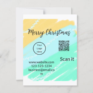 Vrolijk Kerstfeest QR code business geel groen wat Briefkaart
