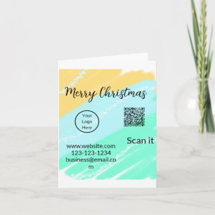 Vrolijk Kerstfeest QR code business geel groen wat Kaart