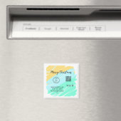 Vrolijk Kerstfeest QR code business geel groen wat Magneet (Insitu (Vaatwasser))