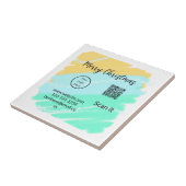 Vrolijk Kerstfeest QR code business geel groen wat Tegeltje (Zijkant)