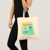 Vrolijk Kerstfeest QR code business geel groen wat Tote Bag (Voorkant (product))