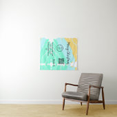 Vrolijk Kerstfeest QR code business geel groen wat Wandkleed (In Situ (horizontaal))