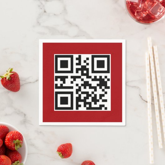 Vrolijk Kerstfeest QR code op rood Servet (Insitu)