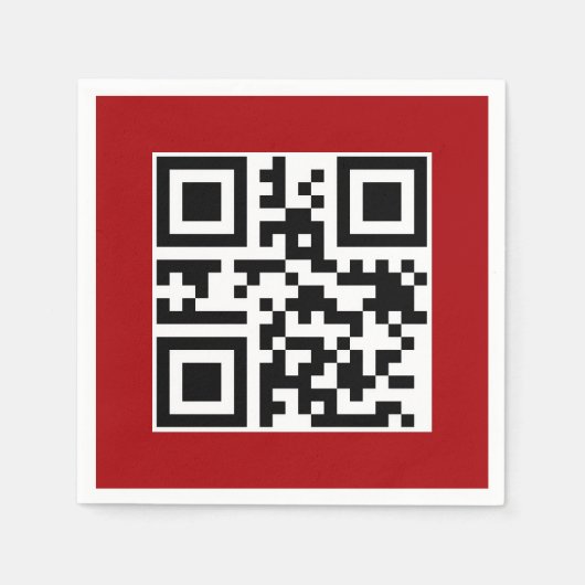 Vrolijk Kerstfeest QR code op rood Servet (Voorkant)