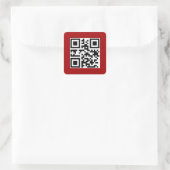 Vrolijk Kerstfeest QR code op rood Vierkante Sticker (Tas)