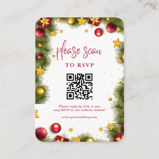 Vrolijk Kerstfeest QR Code RSVP Informatiekaartje (Voorkant)