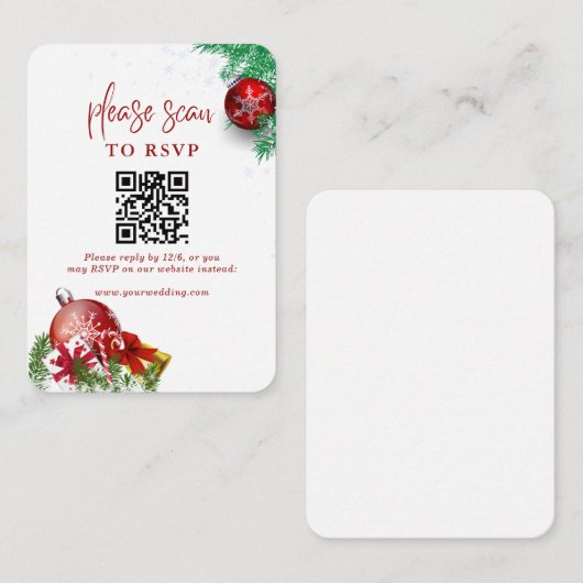 Vrolijk Kerstfeest QR Code RSVP Informatiekaartje (Voorkant / Achterkant)