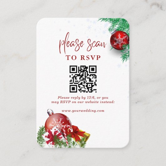 Vrolijk Kerstfeest QR Code RSVP Informatiekaartje (Voorkant)