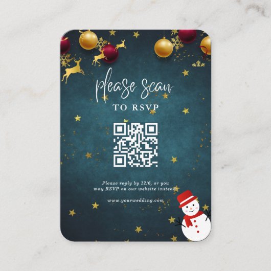 Vrolijk Kerstfeest QR Code RSVP Informatiekaartje (Voorkant)