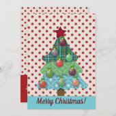 Vrolijk kerstfeest! Quilt Tree | Je past je aan Feestdagenkaart (Voorkant / Achterkant)