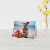 Vrolijk Kerstfeest Quokka met Sinterklaas Pet - Kaart (Gele Bloem)