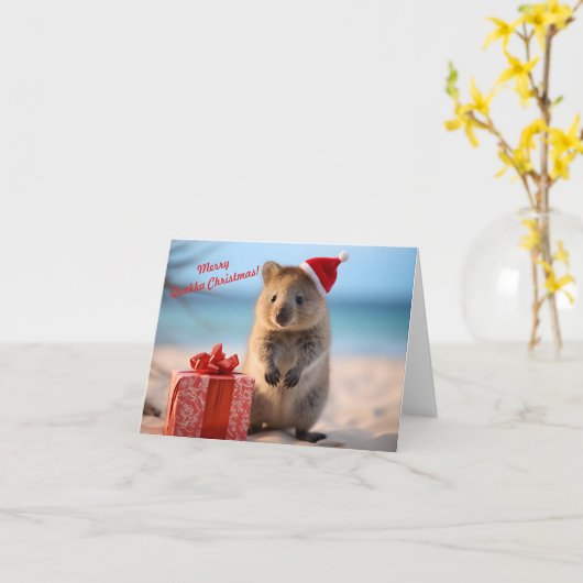 Vrolijk Kerstfeest Quokka met Sinterklaas Pet - Kaart (Gele Bloem)
