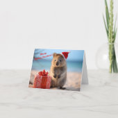 Vrolijk Kerstfeest Quokka met Sinterklaas Pet - Kaart (Voorkant)