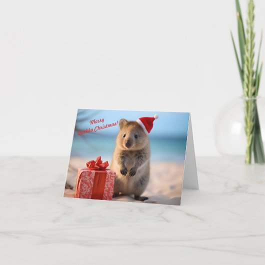 Vrolijk Kerstfeest Quokka met Sinterklaas Pet - Kaart (Voorkant)