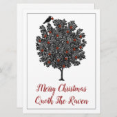 Vrolijk kerstfeest Quoth The Raven Feestdagenkaart (Voorkant / Achterkant)
